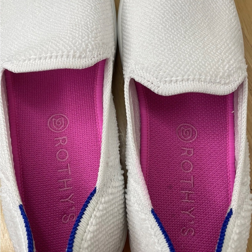 Rothy's White Slip-On Sneakers with Blue Trim size 8 - Picture 8 of 9